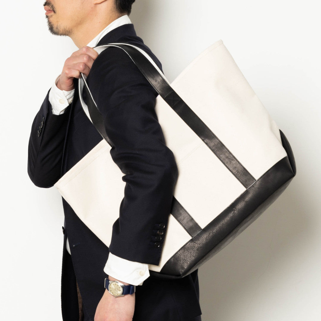 帆布&レザートートバッグL キャンバス 本革