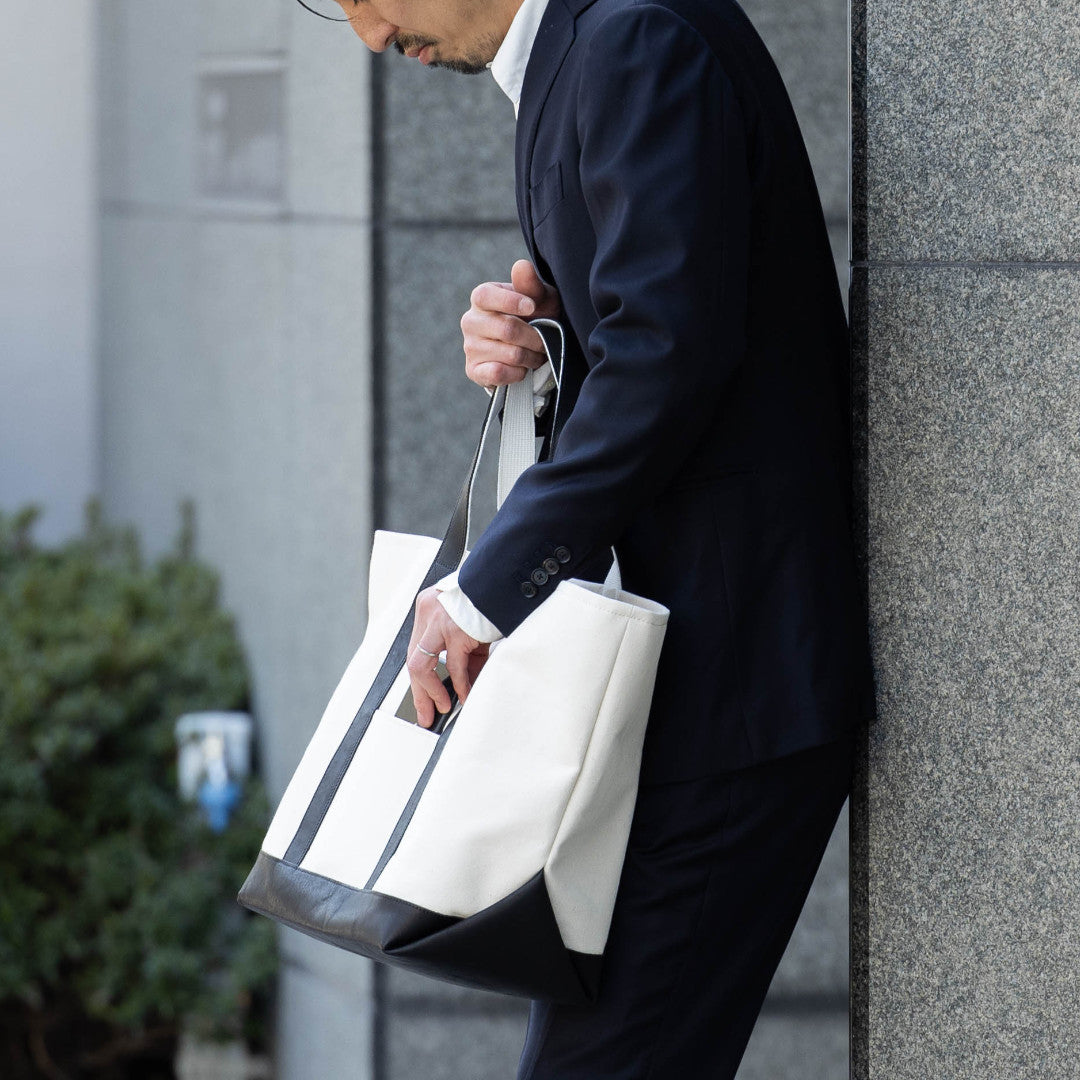 帆布&レザートートバッグL キャンバス 本革