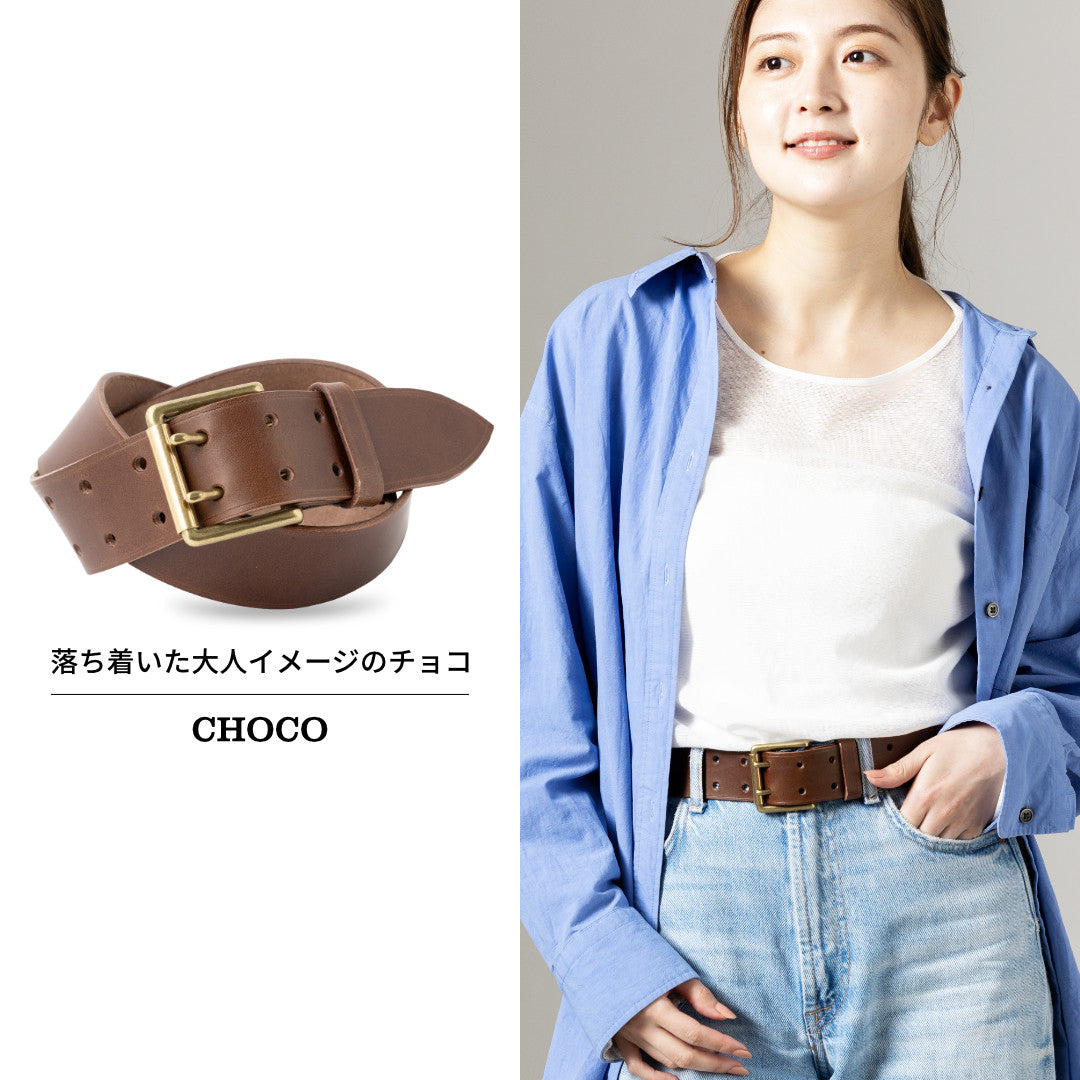 40mm幅 Wピンベルト 本革 日本製 ブッテーロ GGB40163AB