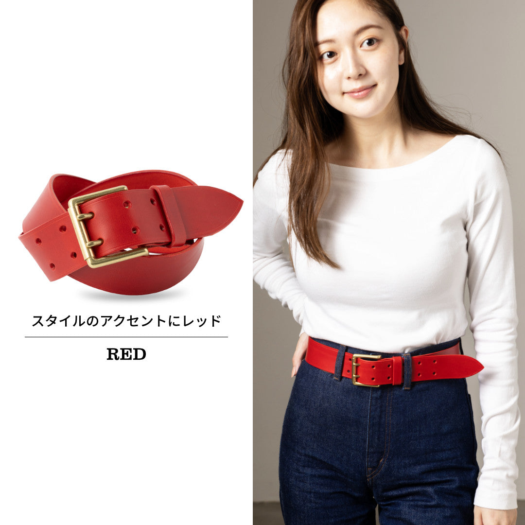 40mm幅 Wピンベルト 本革 日本製 ブッテーロ GGB40163AB