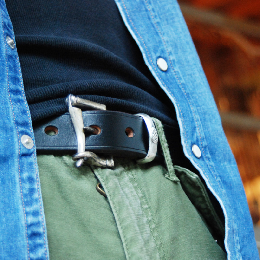 ベルト 33mm幅ファイヤーマンベルト U.K.サドルレザー EDB33002AB