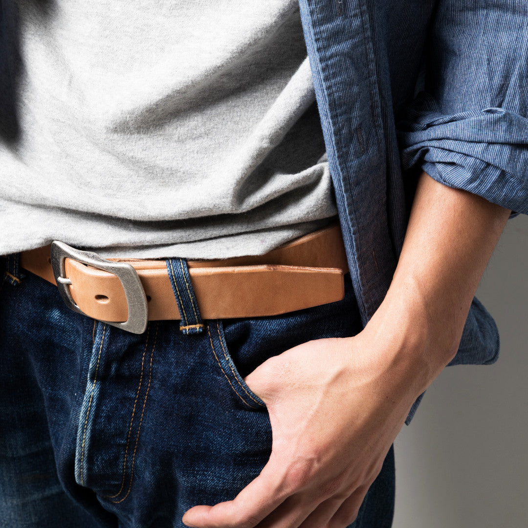 ベルト 40mm幅ギャリソンベルト シルバー U.K.サドルレザー EDB40014AB