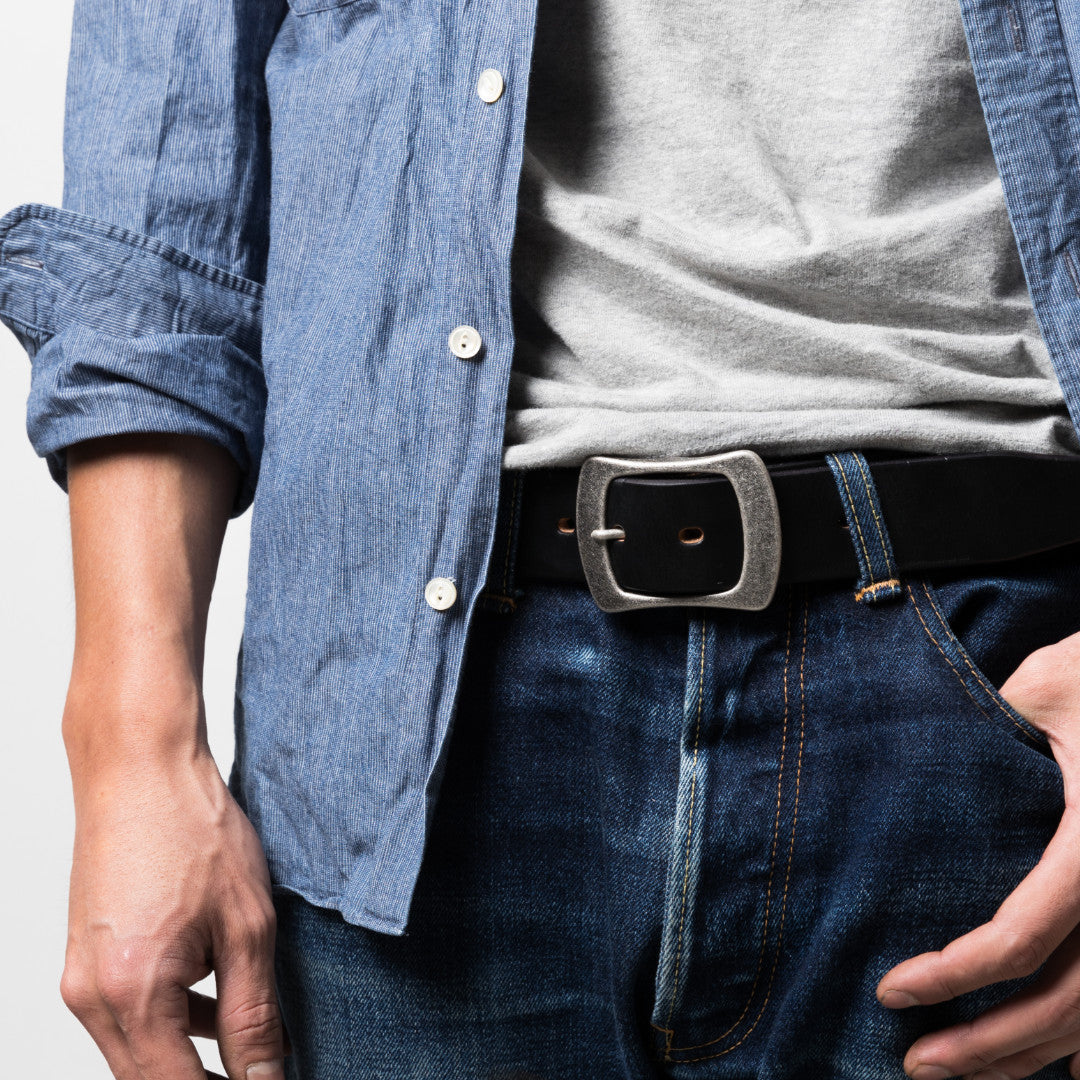 ベルト 40mm幅ギャリソンベルト シルバー U.K.サドルレザー EDB40014AB