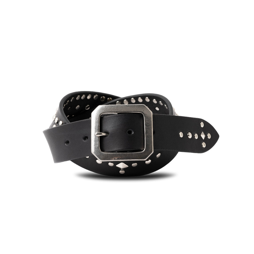ベルト 40mm幅スタッズベルト オイルドレザー ODB40034AB