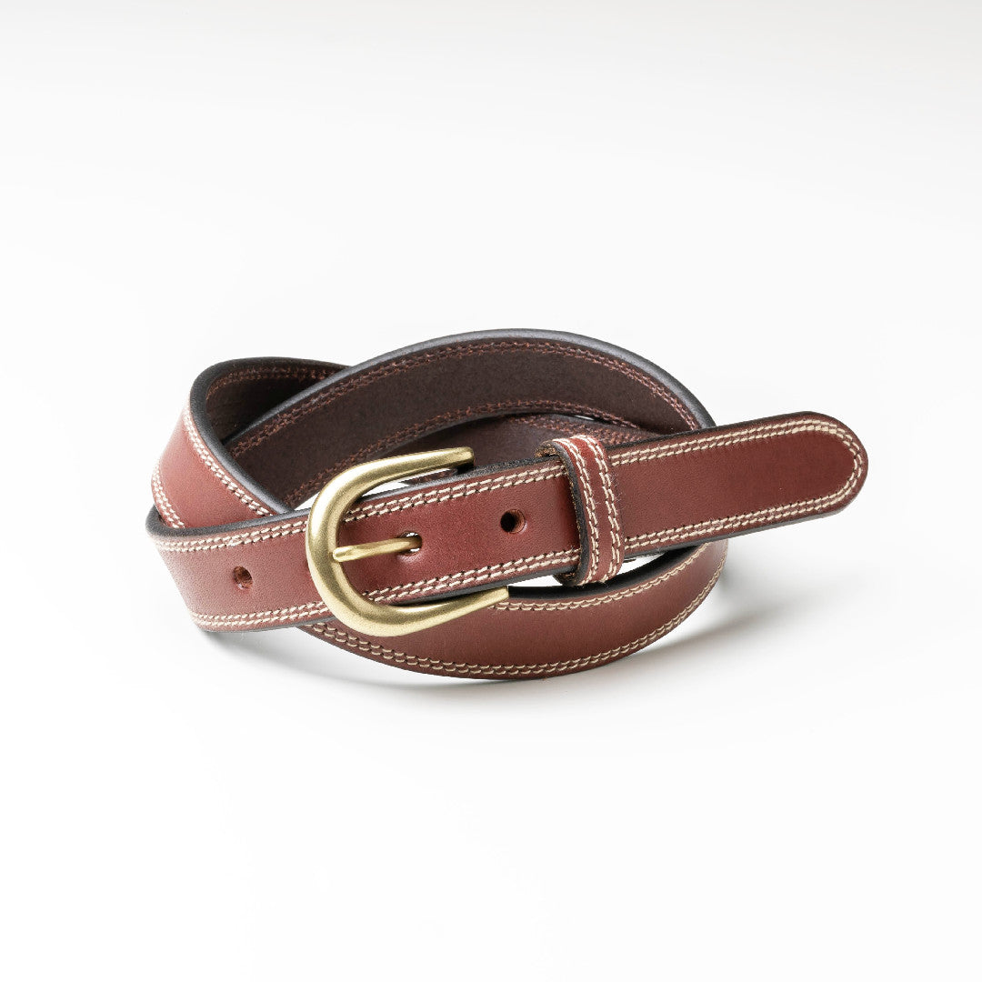 ベルト 30mm幅ダブルステッチベルト オイルドレザー OGB30027AB